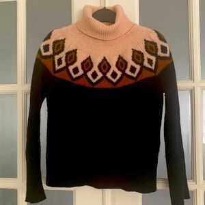 JCrew Intarsia Knit Merino Turtleneck, H3460, chunky knit, XS